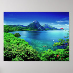 Poster Sainte-Lucie Les Pitons