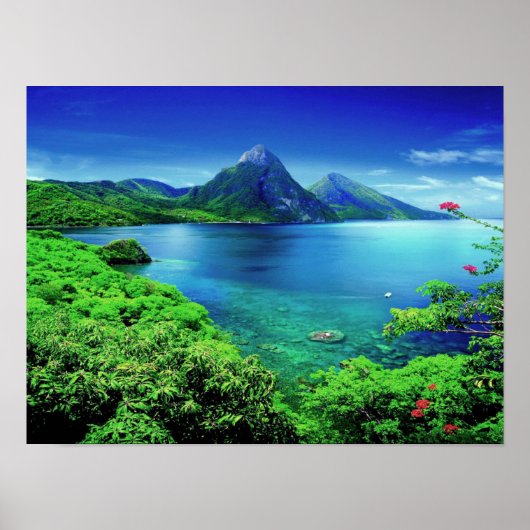 Poster Sainte-Lucie Les Pitons (Devant)