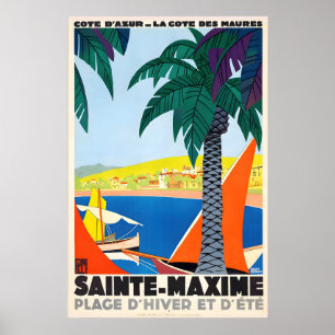 Poster Sainte-Maxime Côte d'Azur France Voyage Vintage