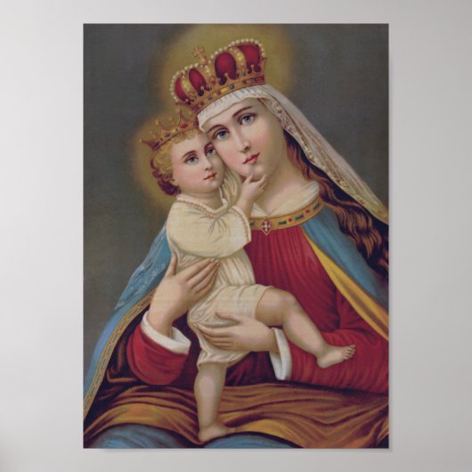 Poster Sainte Vierge Marie Reine du Ciel Jésus catholique (Devant)