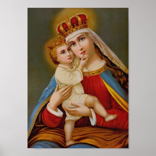 Poster Sainte Vierge Marie Reine du Ciel Jésus catholique (Devant)