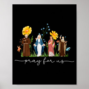 Poster Saints catholiques Fleurs Femmes Religieuses Homme