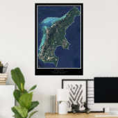 Poster Saipan - Carte satellite des îles Mariannes du Nor (Bureau à domicile)