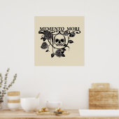 Poster Saisir le Jour - Roses Noires - Crâne Memento Mori (Cuisine)