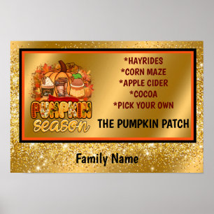 Poster Saison citrouille Personnaliser d'automne Texte et