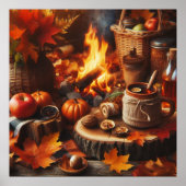 Poster Saison d'automne Citrouilles et Camp Fire AI Poste (Devant)