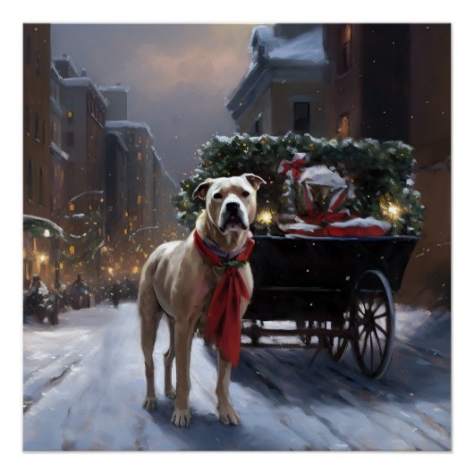 Poster Saison de Noël du American Staffordshire (Devant)