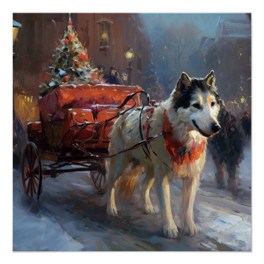 Poster Saison de Noël du Malamute de l'Alaska (Devant)