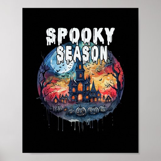 Poster Saison d'Halloween effrayante (Devant)