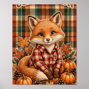Poster Saison Douillette — Art de renard à carreaux d'aut