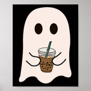 Poster Saison éffrayante Cute Little Ghost Ice Coffee Hal