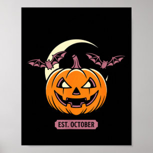 Poster Saison effrayante fantôme halloween citrouille cha