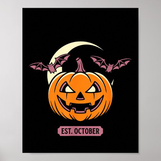 Poster Saison effrayante fantôme halloween citrouille cha (Devant)