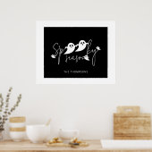 Poster Saison Effrayante Fantômes Noir Et Blanc Halloween (Cuisine)