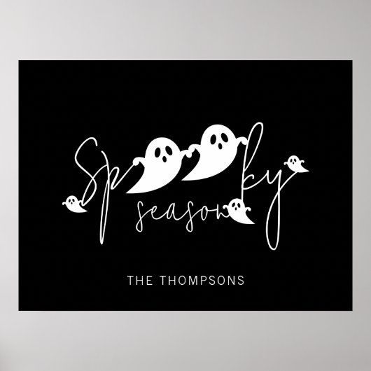 Poster Saison Effrayante Fantômes Noir Et Blanc Halloween (Devant)