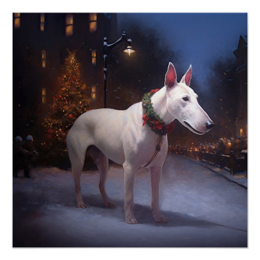 Poster Saison Festive de Noël Bull Terrier (Devant)
