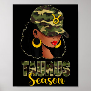 Poster Saison Taurus Africain-Américain Noir Femme Casque