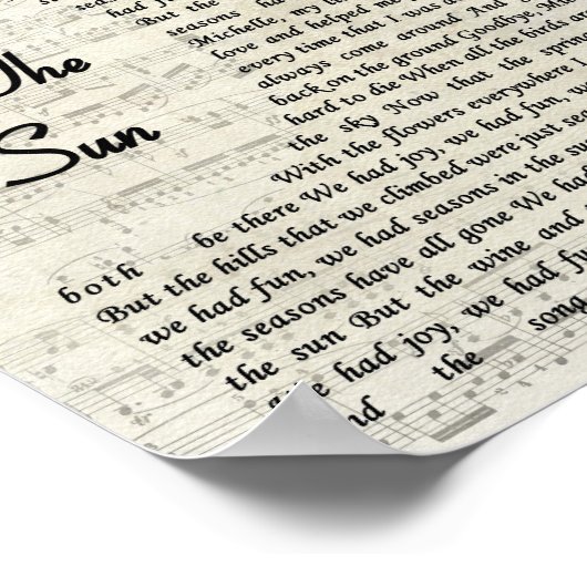 Poster Saisons Dans Le Soleil Chanson Lyrique Script Vint (Coin)