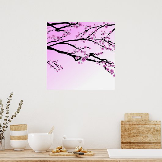 Poster Sakura aux fleurs de cerisier pourpre (Cuisine)