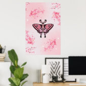 Poster Sakura Bliss, Papillon Rose, Fond Sakura (Bureau à domicile)