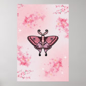 Poster Sakura Bliss, Papillon Rose, Fond Sakura (Devant)