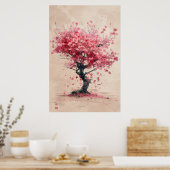 Poster Sakura dans le vent – Peinture de fleurs de cerisi (Cuisine)