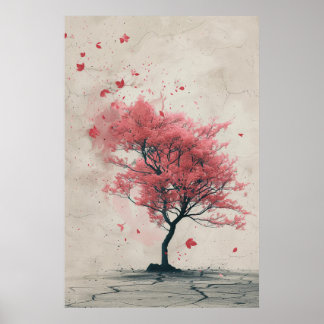 Poster Sakura dans le vent – Peinture de fleurs de cerisi