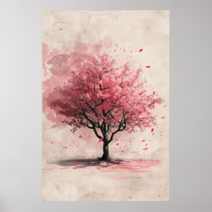 Poster Sakura dans le vent – Peinture de fleurs de cerisi