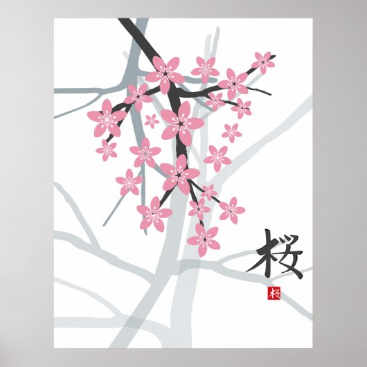 Poster Sakura Hiéroglyphe Imprimer (Devant)