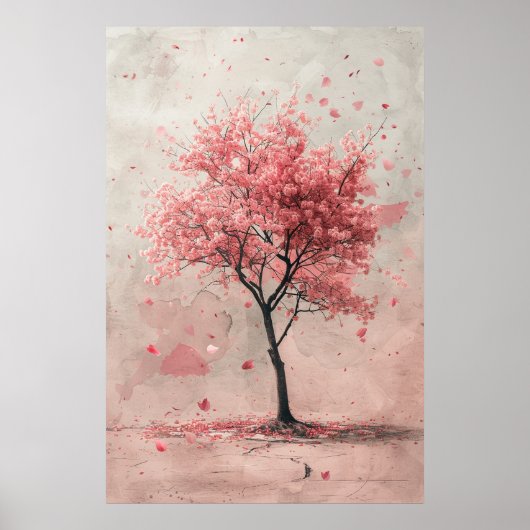 Poster Sakura in the Wind – Japanese Cherry Blossom Paint (Devant)