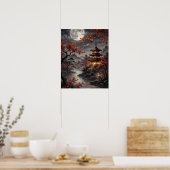 Poster Sakura japonaise au clair de lune (Cuisine)