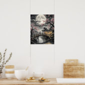Poster Sakura japonaise au clair de lune (Cuisine)