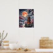 Poster Sakura japonaise au clair de lune (Cuisine)