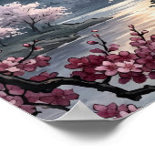 Poster Sakura japonaise au clair de lune (Coin)