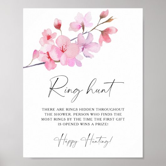 Poster Sakura - Jeu de chasse à l'anneau pour la douche d (Devant)