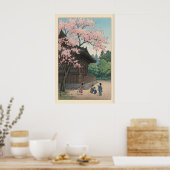 Poster Sakura Jiin Print Spring Temple Scene with Kids (Cuisine)
