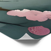 Poster sakura peinture rose pagode japonaise construction (Coin)