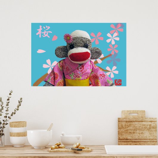 Poster Sakura Sock Monkey (Cuisine)