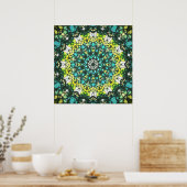 Poster Salad Spinner – Green Yellow Mandala Pattern (Cuisine)