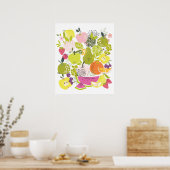 Poster Salade de fruits; collage de fruits d'été (Cuisine)