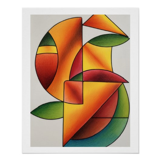 Poster "Salade de fruits" en formes (Devant)