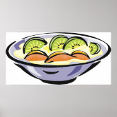 Poster Salade de fruits frais Bowl avec Kiwi et orange (Devant)
