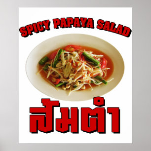 Poster Salade Épicée de Papaye [Som Tam] ... Cuisine Thaï