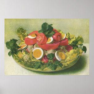 Poster Salade Mesclun de légumes verts mélangés biologiqu