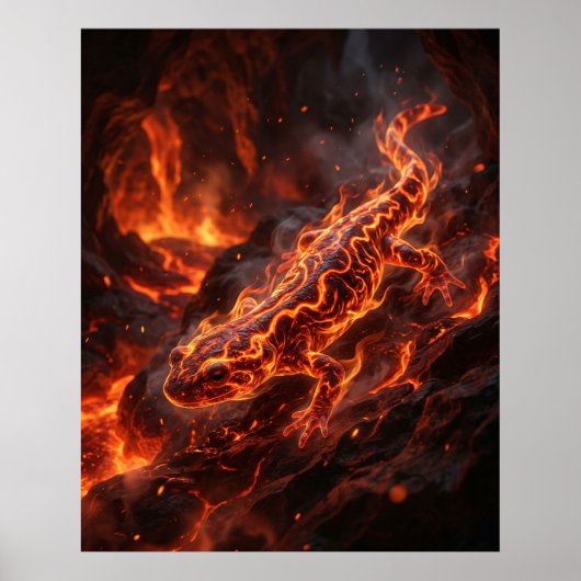 Poster Salamandre de feu Caverne de lave (Devant)