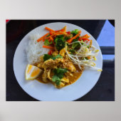 Poster Sale de poulet thaïlandais avec légumes et riz (Devant)