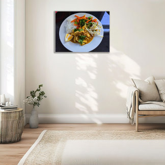 Poster Sale de poulet thaïlandais avec légumes et riz