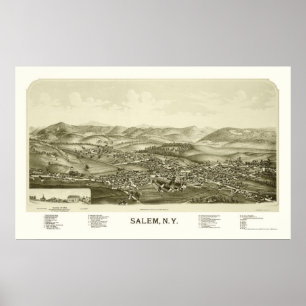 Poster Salem, carte panoramique de NY - 1889