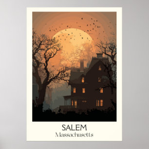 Poster Salem Massachusetts Maison historique Éffrayante V