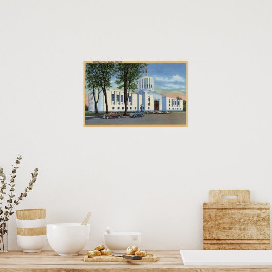 Poster Salem, Oregon - Vue de l'immeuble du Capitole de l (Cuisine)